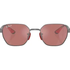 Lunettes de soleil Ray Ban RB3794M Scuderia Ferrari Collection Polished Gunmetal Chromance Violet Silver Polar
