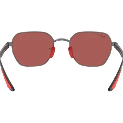 Lunettes de soleil Ray Ban RB3794M Scuderia Ferrari Collection Polished Gunmetal Chromance Violet Silver Polar