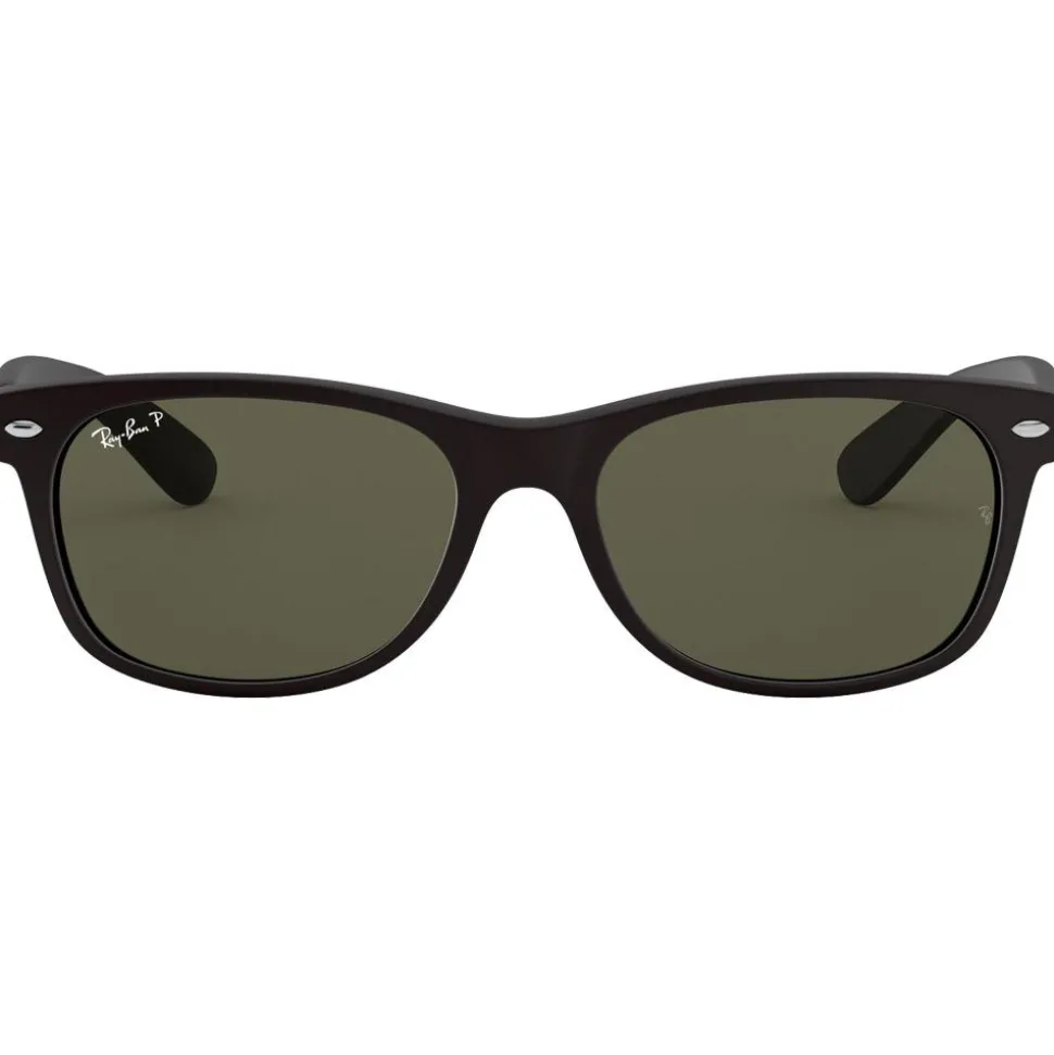 Lunettes de soleil Ray Ban RB2132 New Wayfarer Classic Matte Rubber Black Polar Green