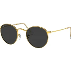 Lunettes de soleil Ray Ban RB3447 Round Metal Polished Gold Polar Black