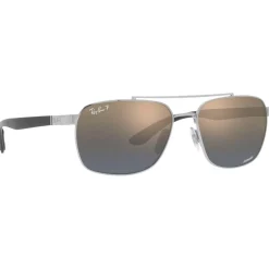 Lunettes de soleil Ray Ban RB3701 Polished Silver Chromance Blue Gold Polar