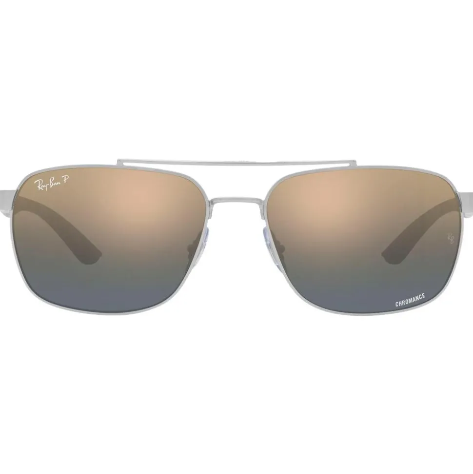 Lunettes de soleil Ray Ban RB3701 Polished Silver Chromance Blue Gold Polar
