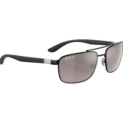 Lunettes de soleil Ray Ban RB3737 Polished Black Chromance Grey Polar