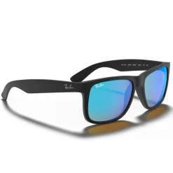 Lunettes de soleil Ray Ban RB4165 Justin Color Mix Matte Rubber Black Mirror Blue