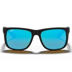 Lunettes de soleil Ray Ban RB4165 Justin Color Mix Matte Rubber Black Mirror Blue