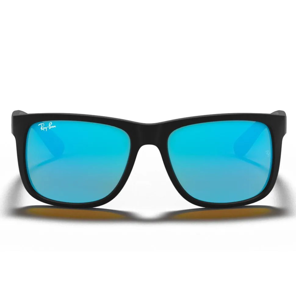 Lunettes de soleil Ray Ban RB4165 Justin Color Mix Matte Rubber Black Mirror Blue