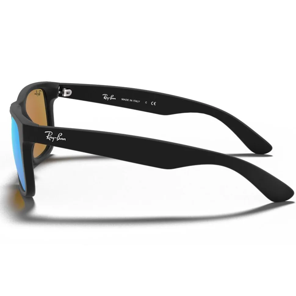 Lunettes de soleil Ray Ban RB4165 Justin Color Mix Matte Rubber Black Mirror Blue