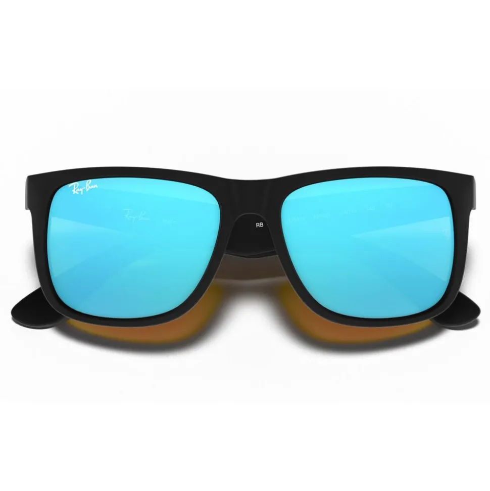 Lunettes de soleil Ray Ban RB4165 Justin Color Mix Matte Rubber Black Mirror Blue