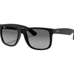 Lunettes de soleil Ray Ban RB4165 Justin Classic Matte Rubber Black Light Grey Gradient Polar
