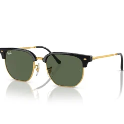 Lunettes de soleil Ray Ban New Clubmaster Kids Polished Black Gold Dark Green
