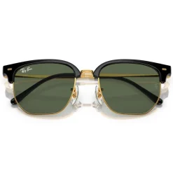 Lunettes de soleil Ray Ban New Clubmaster Kids Polished Black Gold Dark Green
