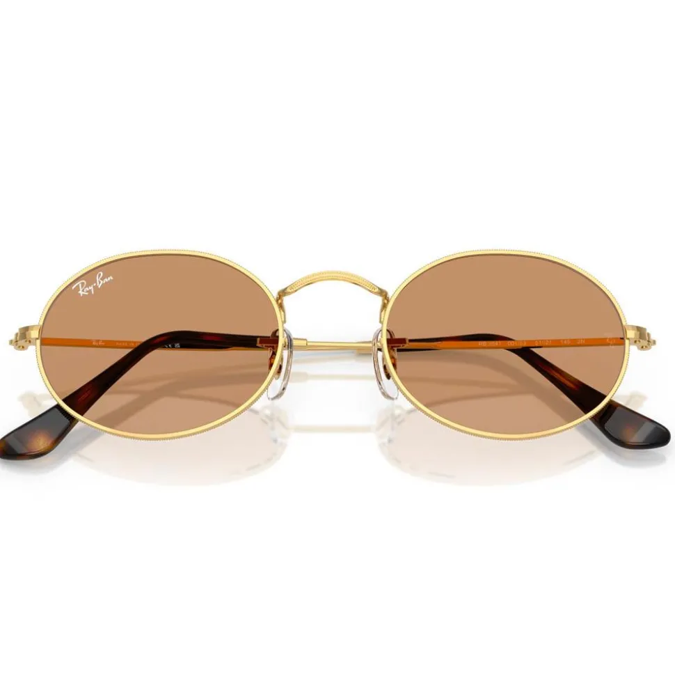 Lunettes de soleil Ray Ban RB3547 Oval Metal Polished Gold Brown
