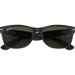 Lunettes de soleil Ray Ban RB2132 New Wayfarer Classic Matte Rubber Black Green G-15