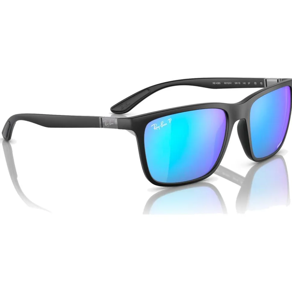 Lunettes de soleil Ray Ban RB4385 Matte Black Chromance Polar Green Blue
