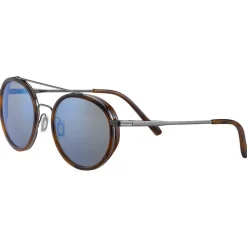 Lunettes de soleil Serengeti Geary Shiny Gunmetal Brown Buffalo Polarized 555nm Blue