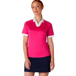 Polo Callaway Golf V-Placket Colorblock Pink Peacock