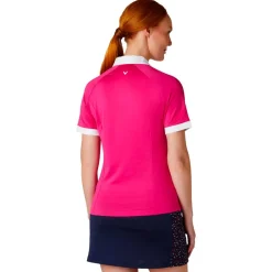 Polo Callaway Golf V-Placket Colorblock Pink Peacock