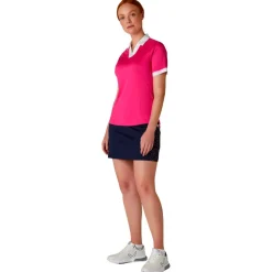 Polo Callaway Golf V-Placket Colorblock Pink Peacock
