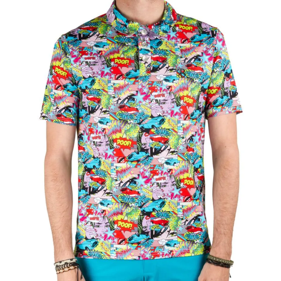 Polo Chiberta Comics Noir Turquoise