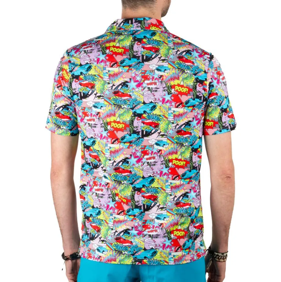 Polo Chiberta Comics Noir Turquoise