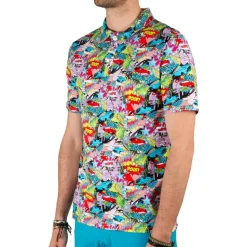 Polo Chiberta Comics Noir Turquoise