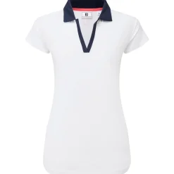 Polo Footjoy Cap Sleeve Print Trim Lisle White Navy