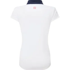 Polo Footjoy Cap Sleeve Print Trim Lisle White Navy