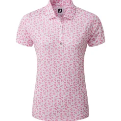 Polo Footjoy Floral Print Lisle White Hot Pink