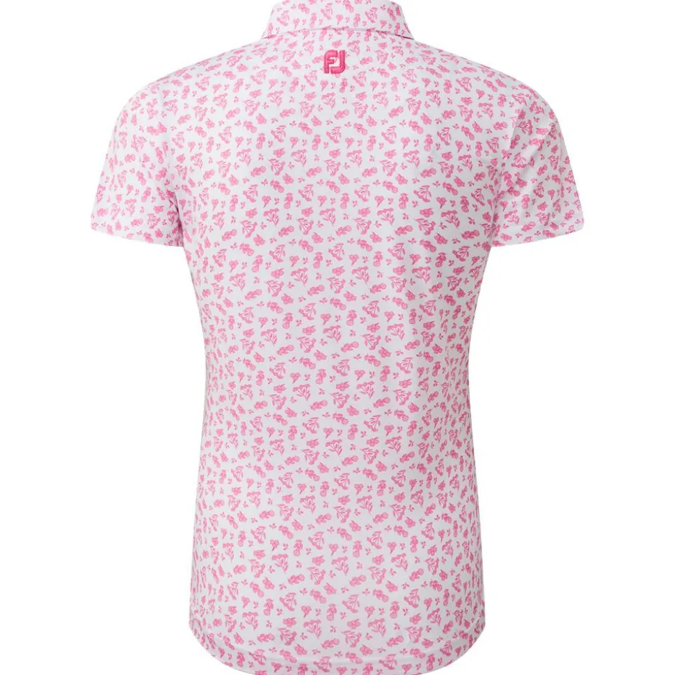 Polo Footjoy Floral Print Lisle White Hot Pink