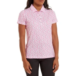 Polo Footjoy Floral Print Lisle White Hot Pink