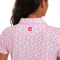 Polo Footjoy Floral Print Lisle White Hot Pink