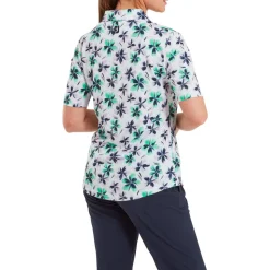 Polo Footjoy Floral Print Lisle Half Zip Lavender Mint Navy
