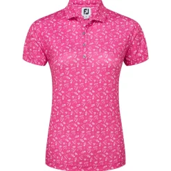 Polo Footjoy Floral Print Lisle Hot Pink White