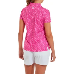 Polo Footjoy Floral Print Lisle Hot Pink White