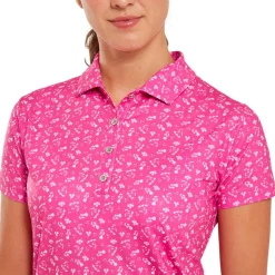 Polo Footjoy Floral Print Lisle Hot Pink White