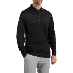 Polo Footjoy Thermolite Long Sleeved Smooth Pique Black