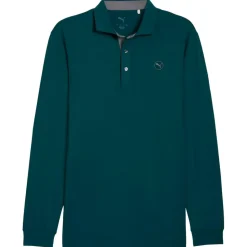 Polo Puma Golf Cloudspun Ls Midweight Polo Green Terrain Slate Sky