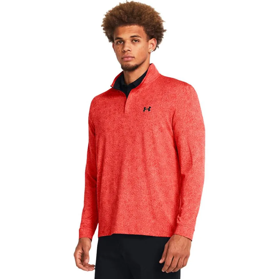 Polo Under Armour Playoff Printed 1/4 Zip Coho Red Solstice
