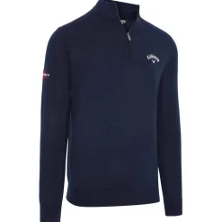 Pull Callaway Golf 1/4 Blended Merino Sweater Navy Blue