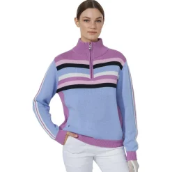 Pull Daily Sports Multi Striped Ls Pullover Line Blue Heron