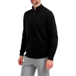 Pull Footjoy Wool Blend 1/2 Zip Lined Pullover Black