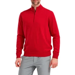 Pull Footjoy Wool Blend 1/2 Zip Lined Pullover Red