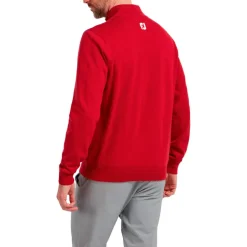 Pull Footjoy Wool Blend 1/2 Zip Lined Pullover Red