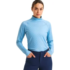 Pull Rohnisch Warm High Collar Top Micro R Check Dove Blue