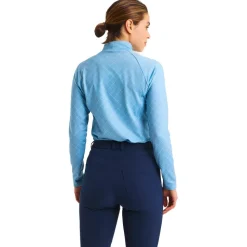 Pull Rohnisch Warm High Collar Top Micro R Check Dove Blue