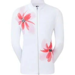 Veste Footjoy Lightweight Full-Zip Woven Jacket White With Pink Red